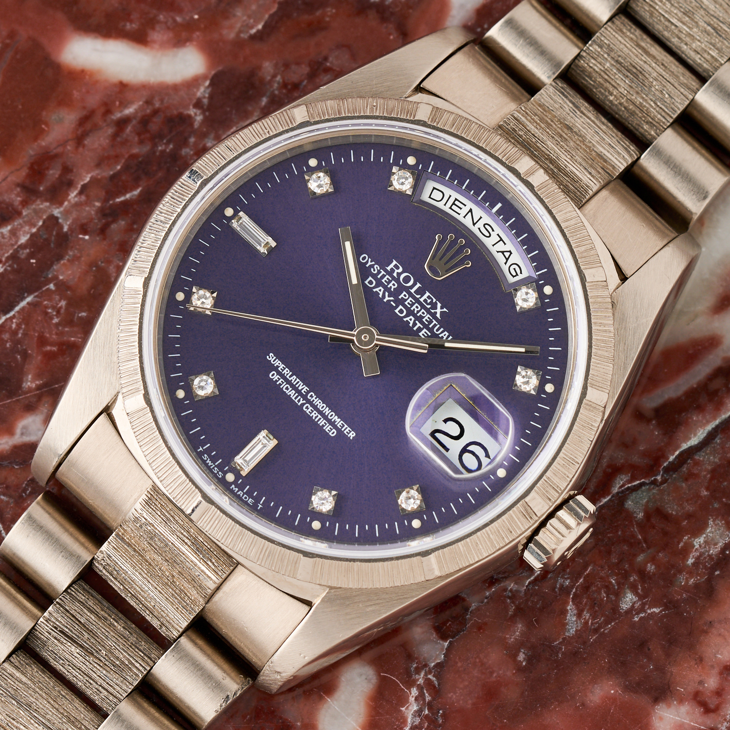 Rolex Day-Date 18249 Bark Finish – Tropical Violet Dial – Factory